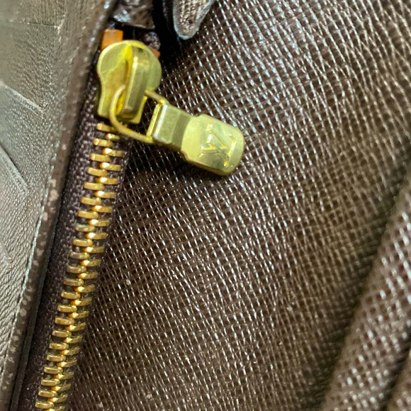 EUC [Louis Vuitton] Damier Ebene Checkered Long Unisex Bi-Fold Wallet Brown - Picture 10 of 11